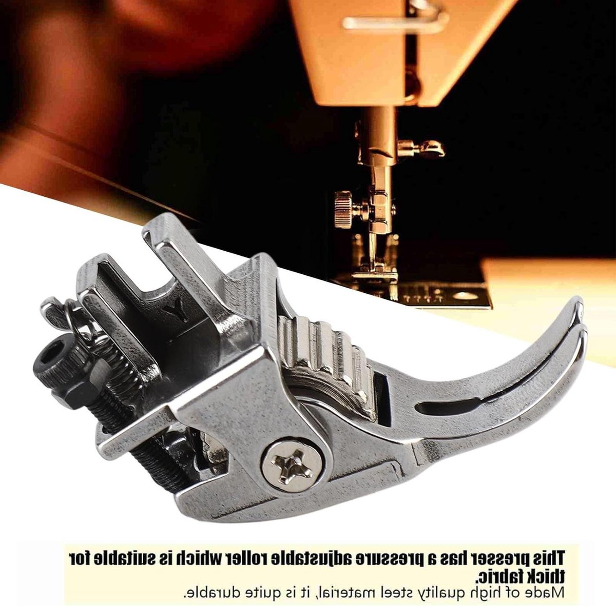 Naaimachine Voet - Roller Presser - Dikke Stoffen Naaien - Verstelbare Rol - Stalen Rol - Zilver