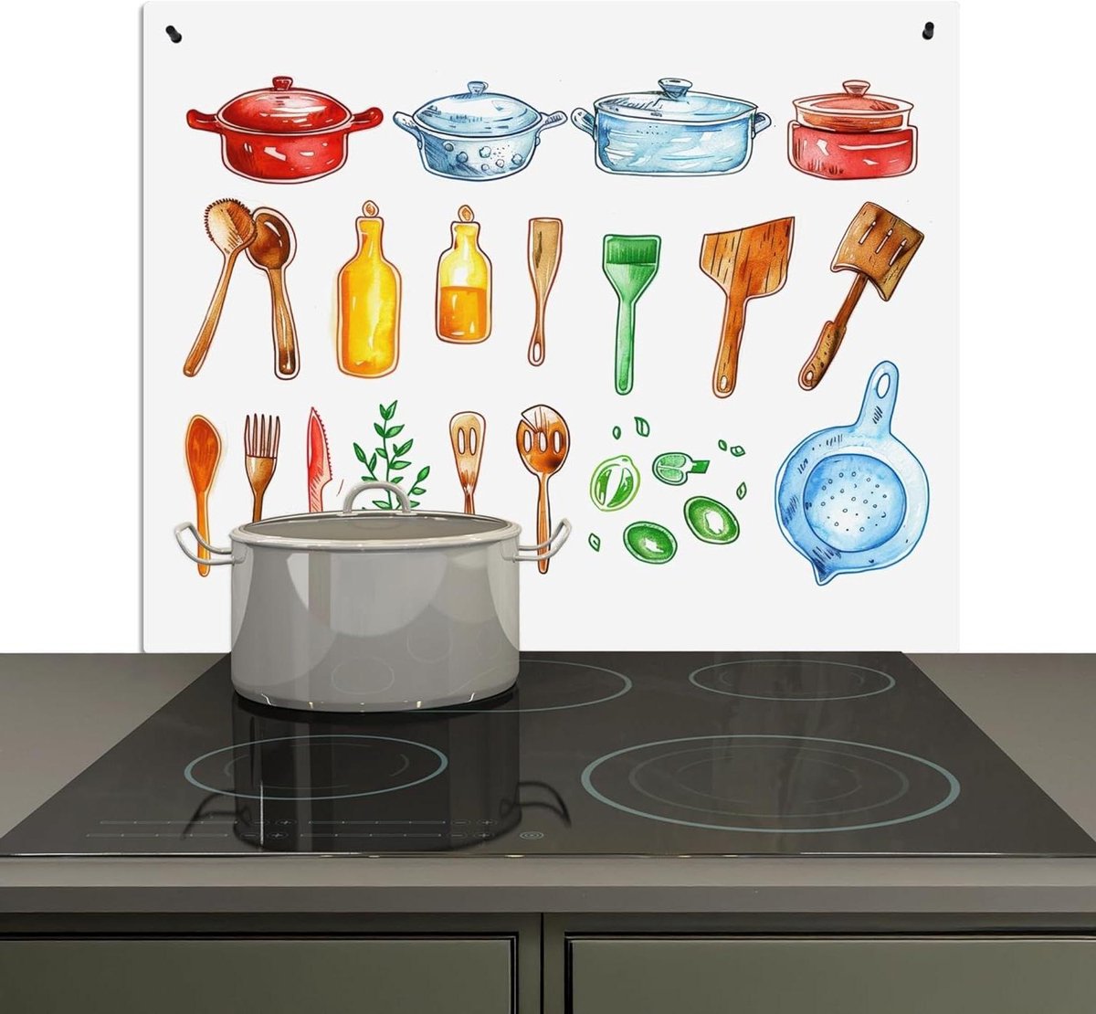 Spatwand Keuken Kookplaat Beschermer Muur Beschermen 2-in-1 Functie 52x60 cm Kleurrijk