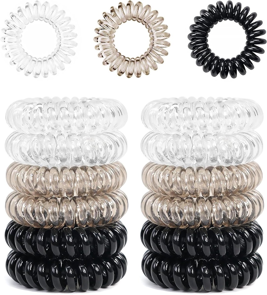 12 Stuks Spiral Haarelastieken voor Vrouwen en Meisjes, Flexibel en Duurzaam, Perfect voor Diverse Hairstijlen