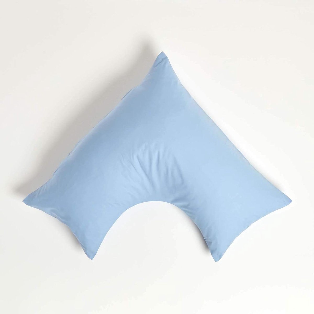 Kussenhoes V-vorm - Voedingskussenhoes Overtrek - Comfort Tijdens Zwangerschap - 100% Egyptisch Katoen - 38x76 cm - Lichtblauw