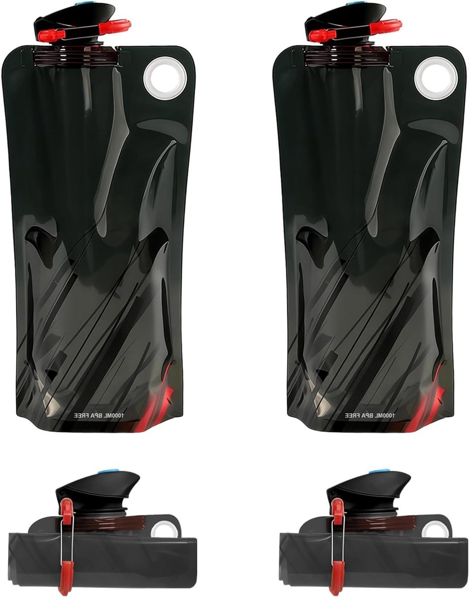 Vouwbare Sportfles Set van 2, 100ML - Lichtgewicht, Compact en Ideaal voor Sport en Reizen