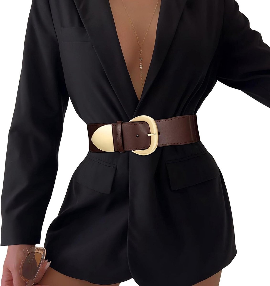 Dames Elastische Riem - Modieuze Ceintuur - Outfit Stylen - Extra Brede Band - One Size - Zwart