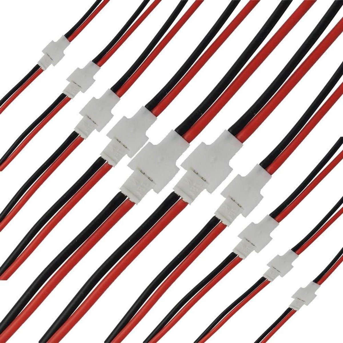 Batterij Balans Kabel - JST Connector - RC Accu Laden - 2-Pin 2.0MM Pitch - 10 Paar - Zwart