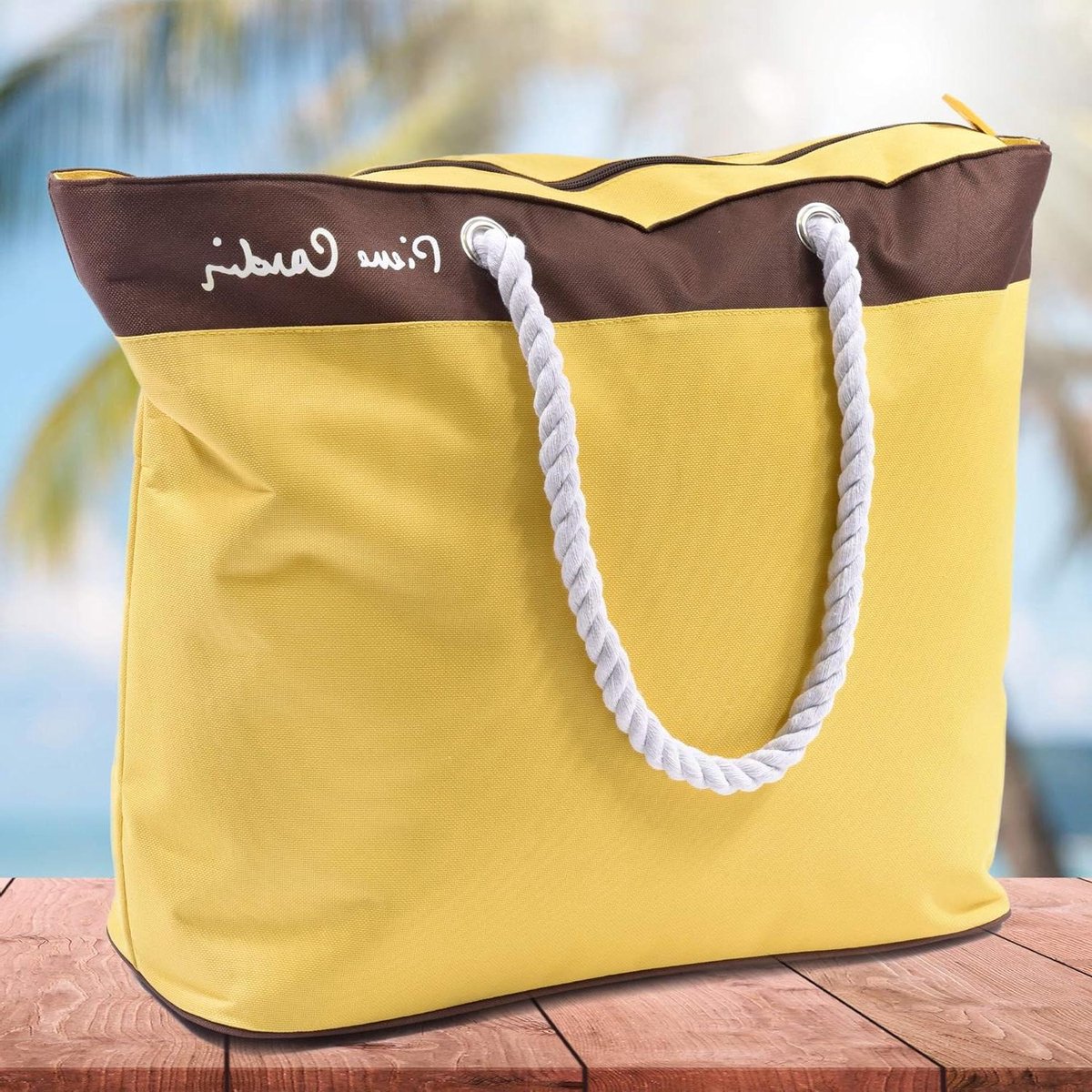 Uniseks Tas - Strandtas Reistas - Strandbezoek Dagtrips - Polyester Bekleding - 59 x 43 cm - Zandkleur
