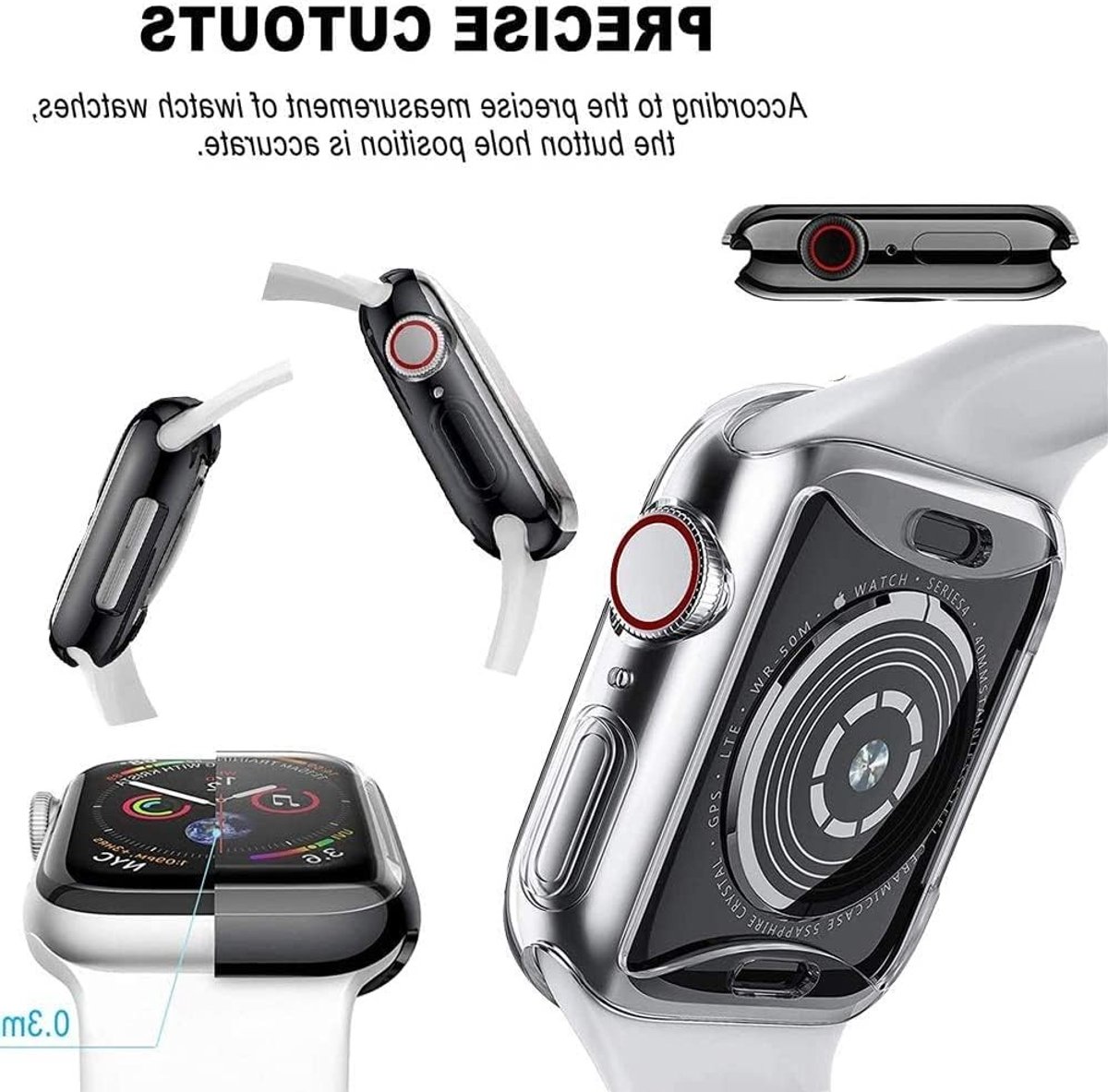 Transparante Beschermcase voor Apple Watch 45mm Series 7 met Schermbeschermer en Bescherming tegen Krassen