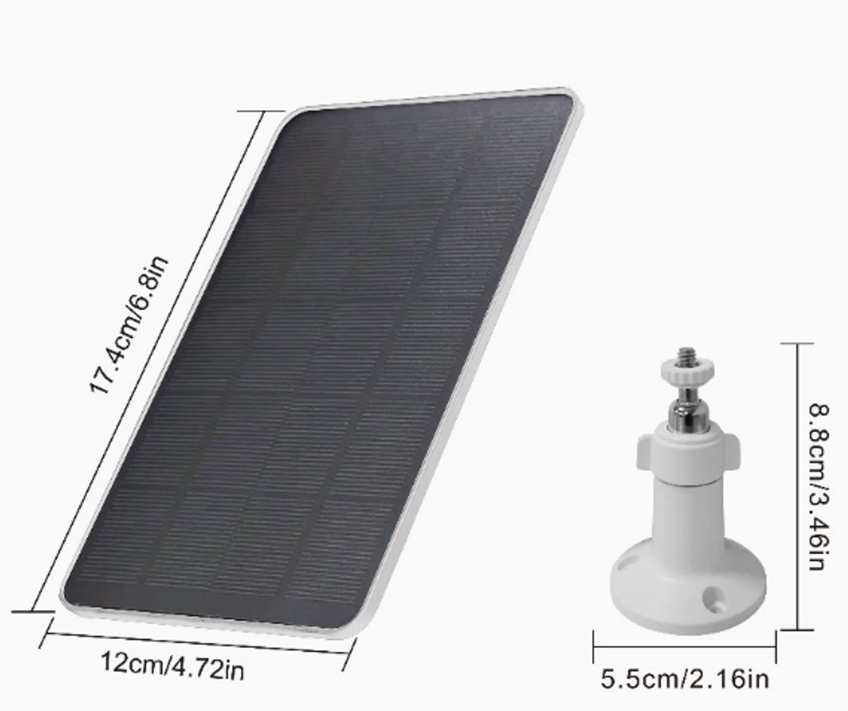 3W, 6V USB-zonnepaneel voor beveiligingscamera's, IP65 waterdicht zonnepaneel voor buiten met verstelbare beugel, compatibel met camera's met oplaadbare batterij (3W - 1 stuk). – foto 2