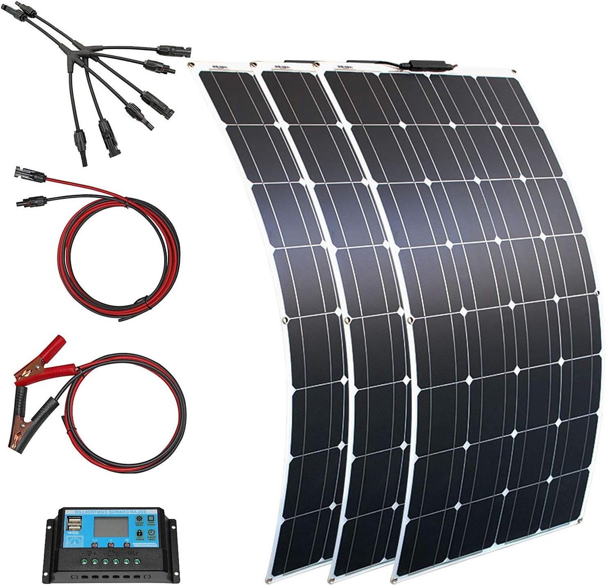 Flexibel Zonnepaneel - Monokristallijn Paneel - Batterijen Opladen - Hoge Conversie Efficiëntie - 300 Watt - Zwart