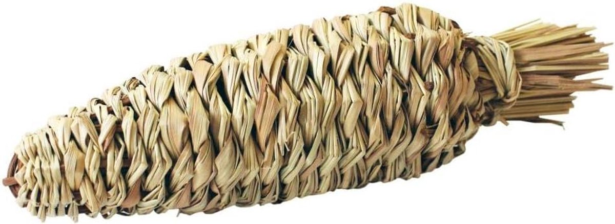 Knaagspeelgoed Wortel - Huisdier Traktatie - Tanden Gezond Houden - Natuurlijk Gras Materiaal - One Size - Bruin