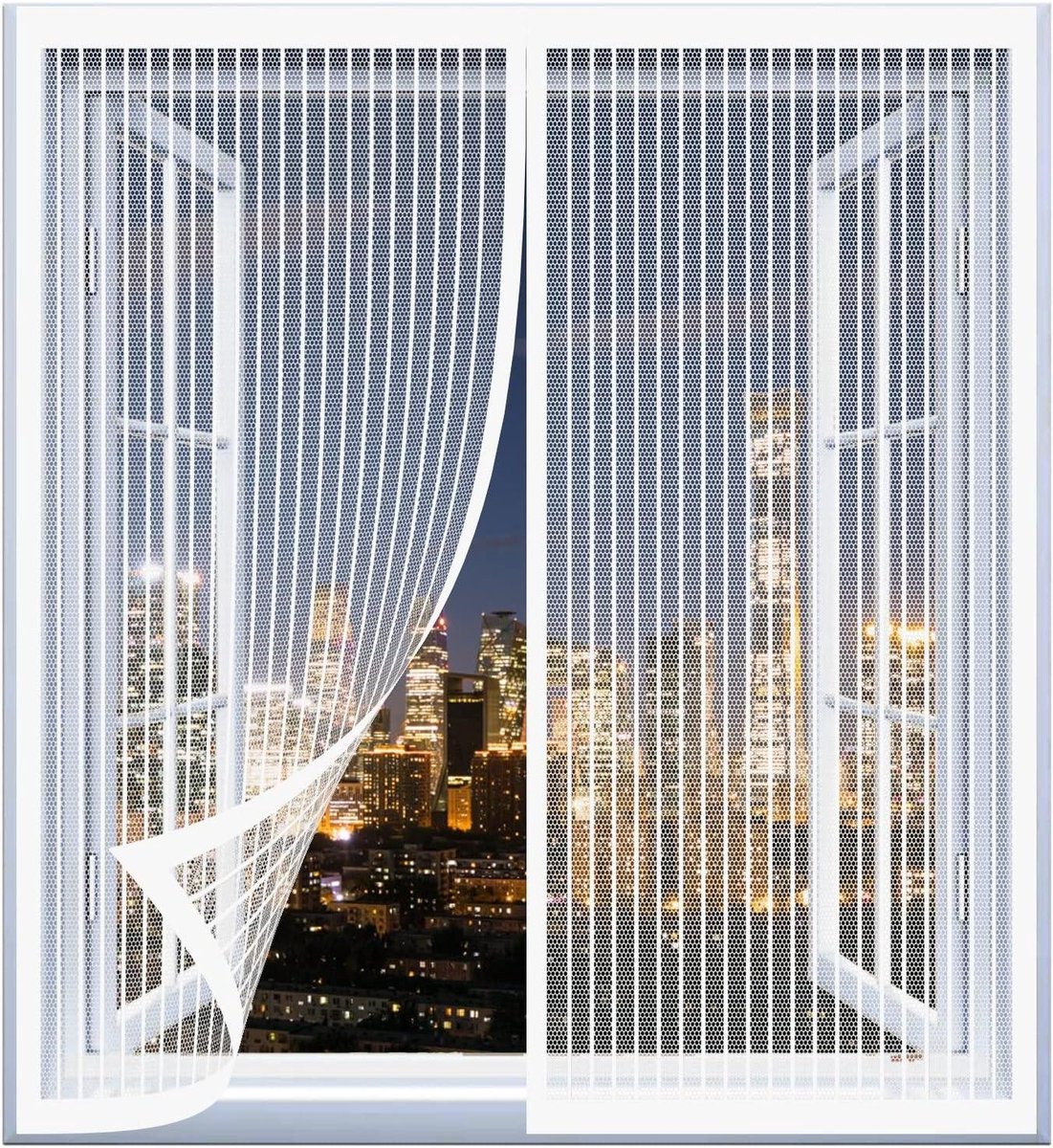 Raam Hor - Insectenwering - Frisse Lucht - Automatisch Sluitend - 145 x 150 cm - Wit
