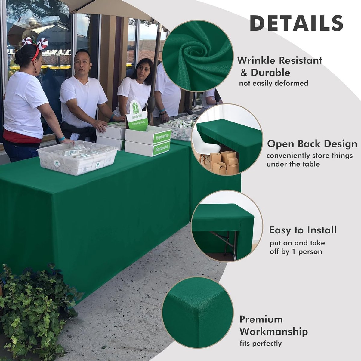 Tafelkleden Set - Decoratieve Hoezen - Evenementen Aankleden - Open Rug Ontwerp - 2 Stuks 180 cm - Groen