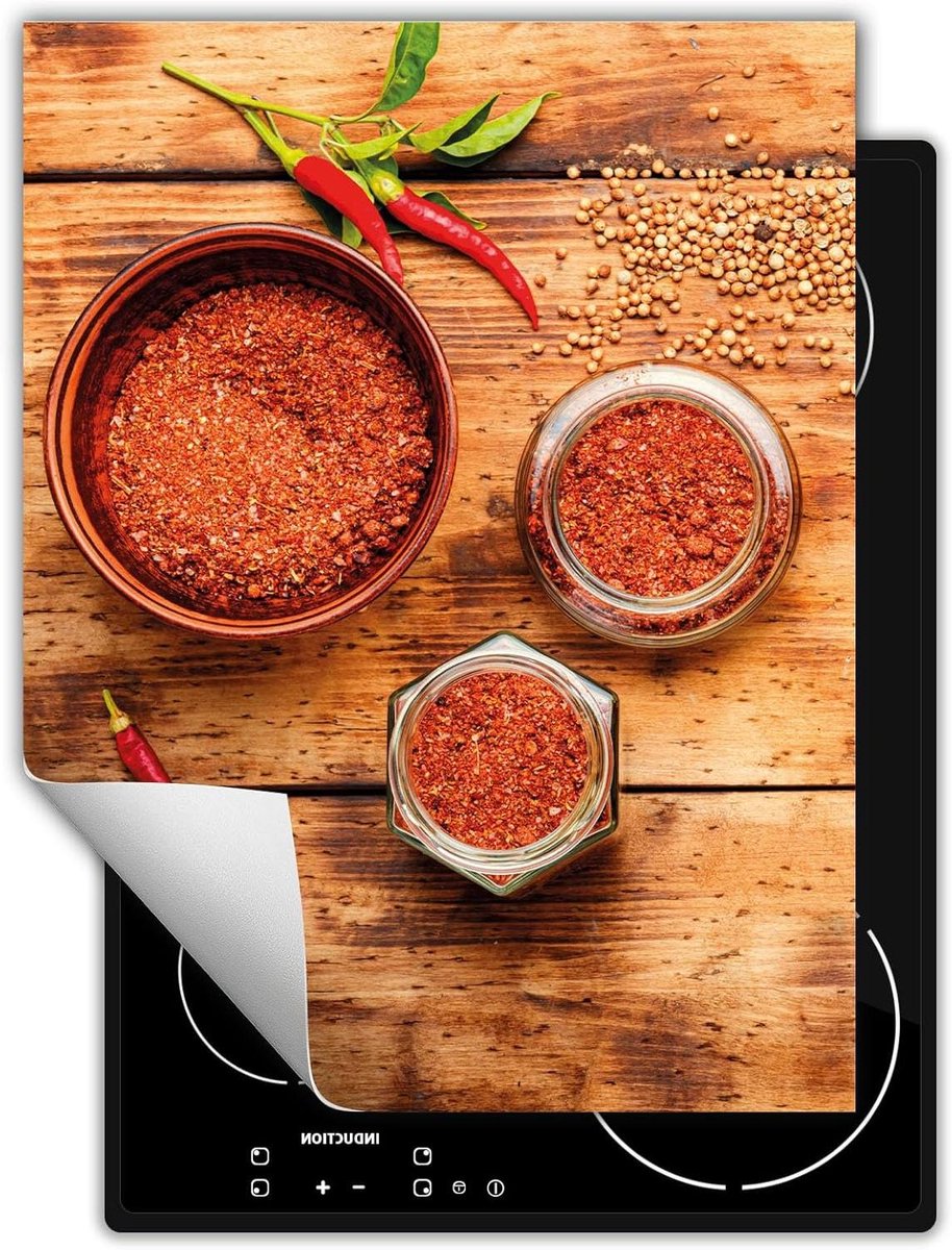 Afdekplaat fornuis - Kookplaatmat - Extra werkruimte - Antislip vinyl - 40x52 cm - Hout Chili