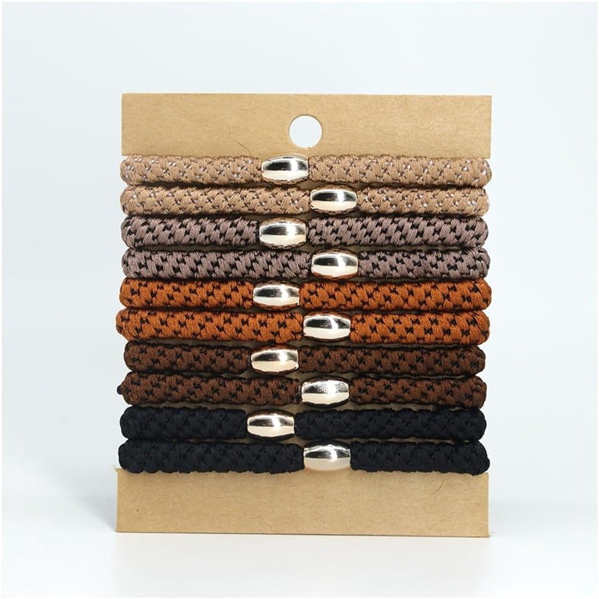 Veelkleurige gevlochten haarelastiekjes, elastische haarbanden voor dik en krullend haar, ideaal voor paardenstaarten en dagelijkse styling, set van 10