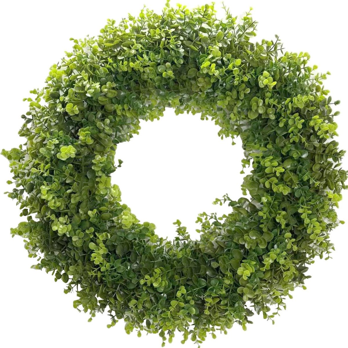 Kunstige Buxuskrans - Decoratieve Krans - Huis Decoratie - Handgemaakt Volle Bladeren - 55 cm Diameter - Groen
