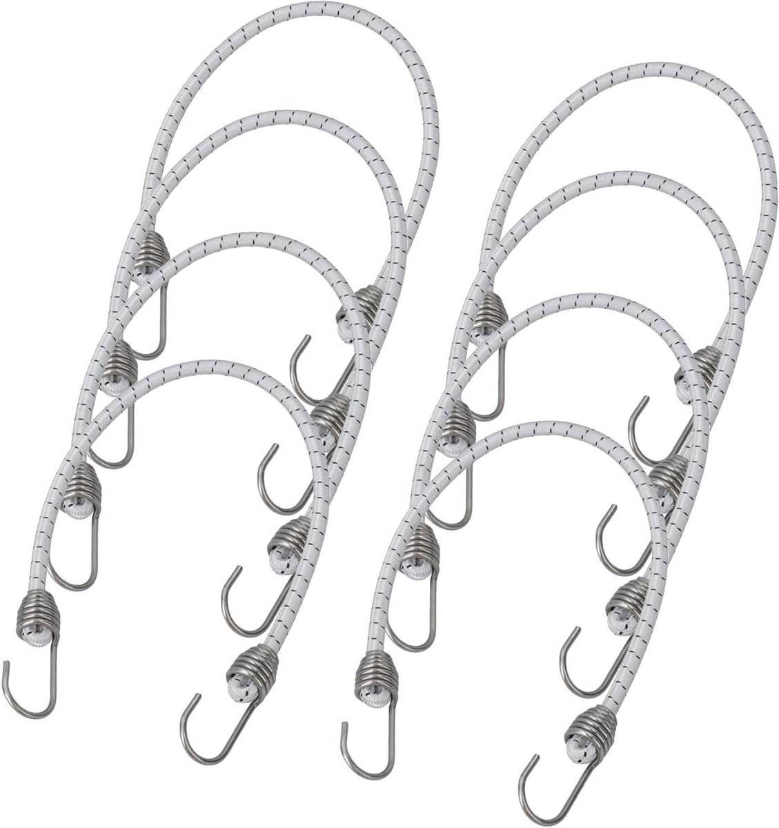 Bungee Koorden - Elastische Koorden - Bevestigen Buiten - RVS Haken - 50 cm - Zwart