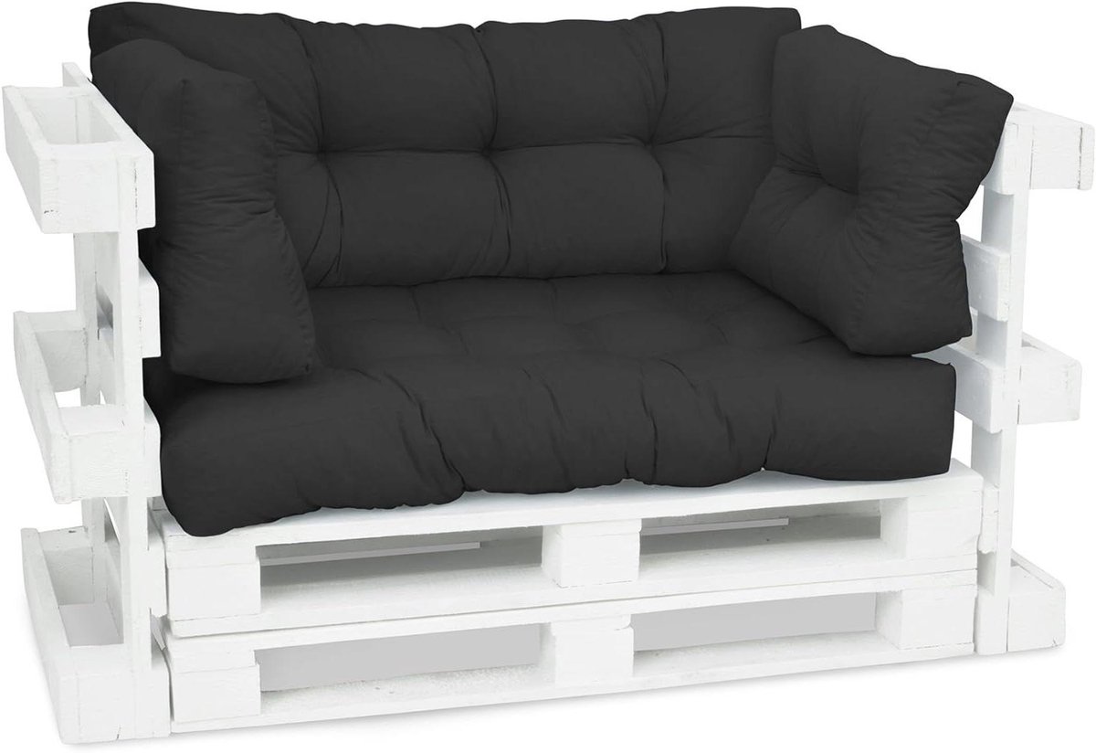 Palletkussens - Kussen voor pallets - Tuinmeubelen maken - Waterafstotend - 60x40x10/20 - Antraciet