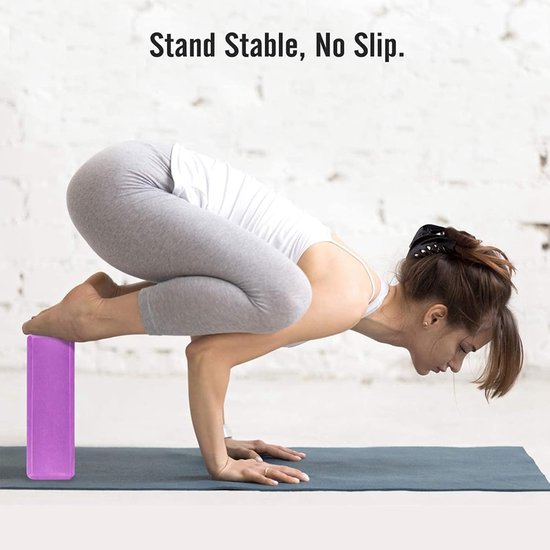 Yogablokken Set - Oefenblokken Yoga - Yoga Houdingen Verbeteren - Hoge Dichtheid Schuim - 23x15x76 cm - Paars — afbeelding 2