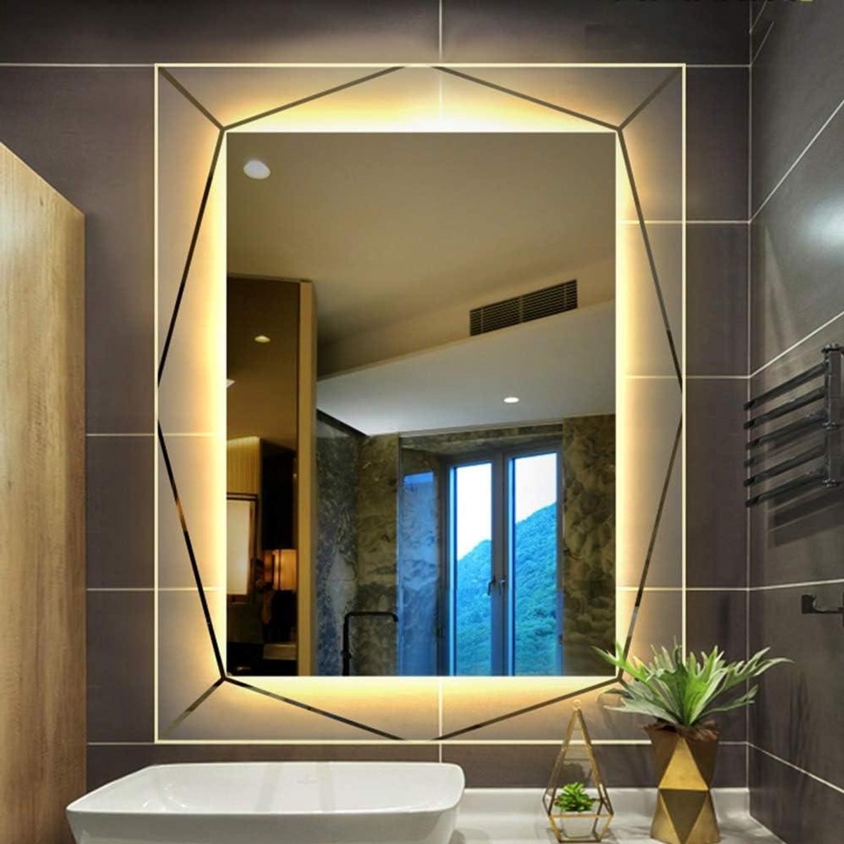 Verlichte Spiegel - Make-up Spiegel - Badkamer Decoratie - Horizontaal Vertikaal - Rechthoek - Zilver