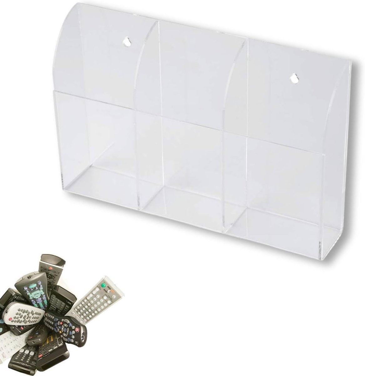 Wandmontage afstandsbedieninghouder voor woonkamer, opbergoplossing voor afstandsbedieningen en accessoires (3 vakken)