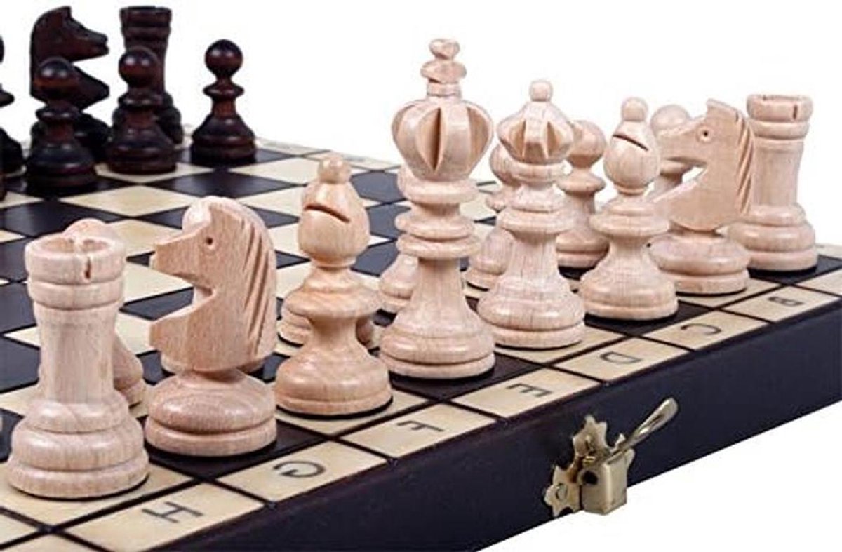 Houten Schaakset - Unieke Stukken - Strategisch Spel - Handgesneden Design - 2.5 Inch Koning - Groen