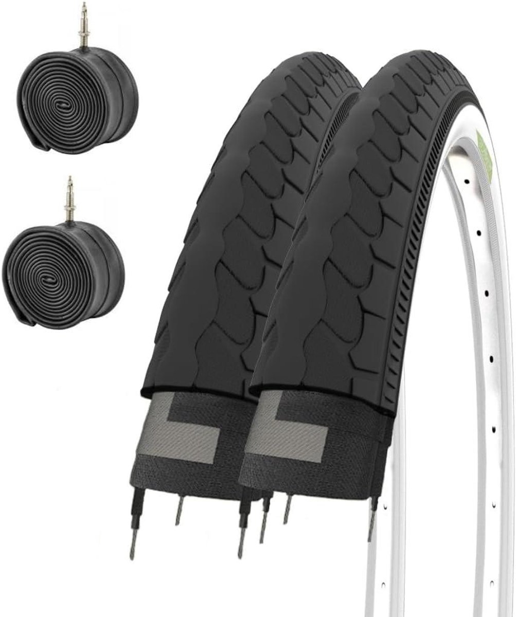 Fietsbanden Set - Banden en binnenbanden - Fietsreparatie - Clincher type - 26 x 1 3/8 Inch - Wit Zwart