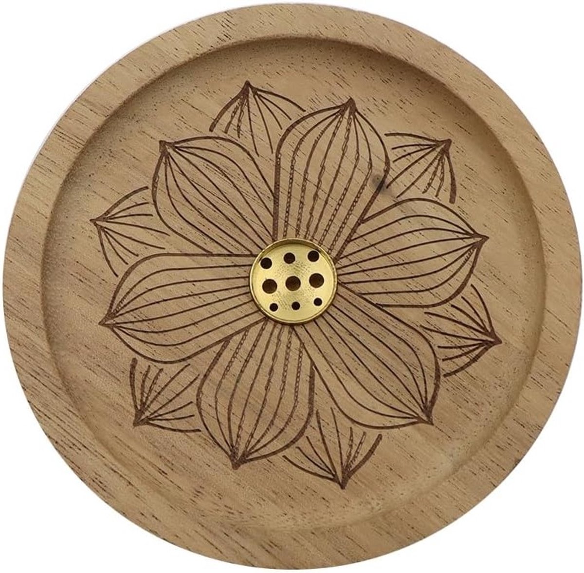 Lotus Houten Wierookhouder met Asopvang voor Meditatie en Ontspanning - Perfecte Accessoir