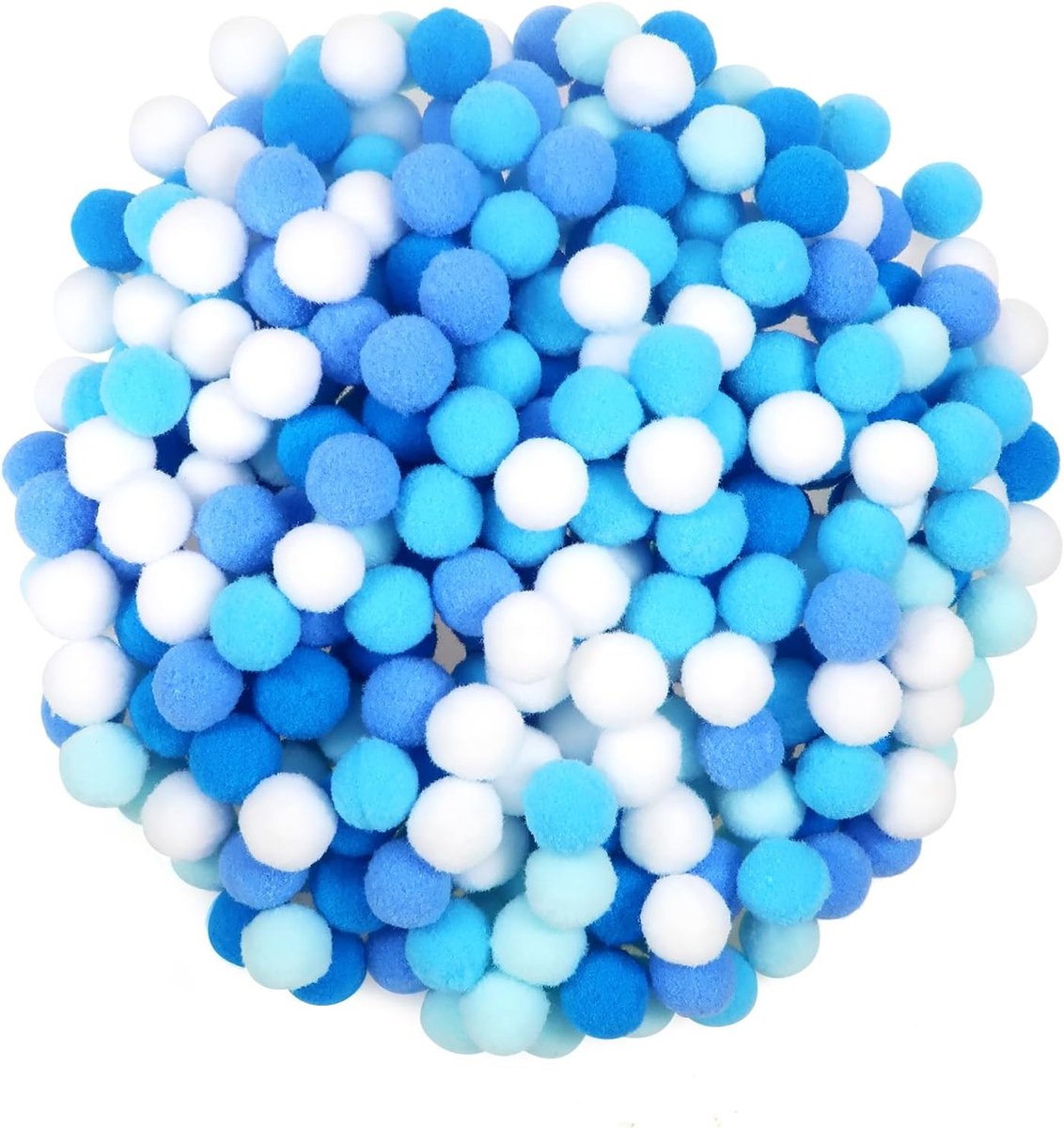 300 Stuks Fluffy Pompoms 20mm in Blauw voor Creatieve DIY Projecten en Decoraties
