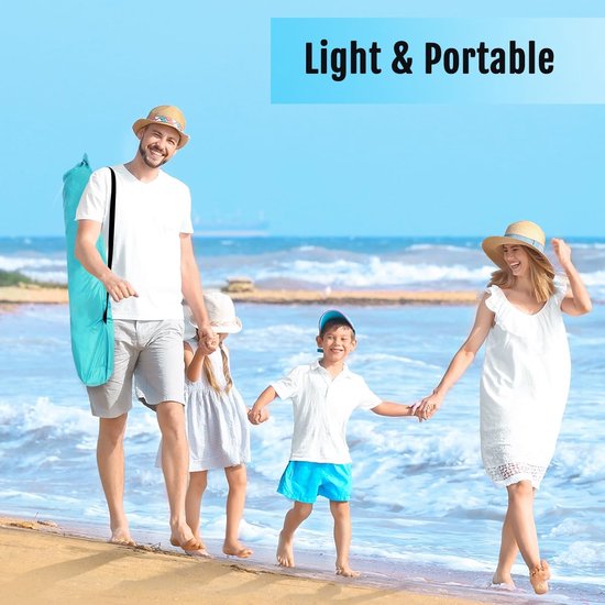 Strandtent Pop-up - Zonnetent Strandhuisje - Bescherming Tegen Zon - Uv-bescherming Verzilverd - XL 251cm - Munt Beige — afbeelding 5