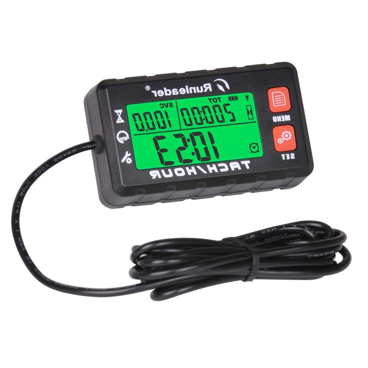 Digitale Urenteller - Toerenteller Motor - Motoronderhoud Bijhouden - Met Backlight - 7.5 x 2 x 4.3 cm - Zwart