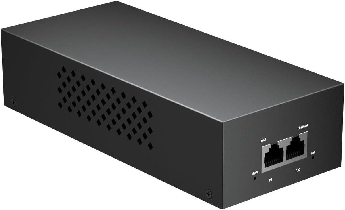 PoE Injector - Power over Ethernet Adapter - Netwerk Uitbreiden - 25 Gbps 90W - 100 m - Zwart