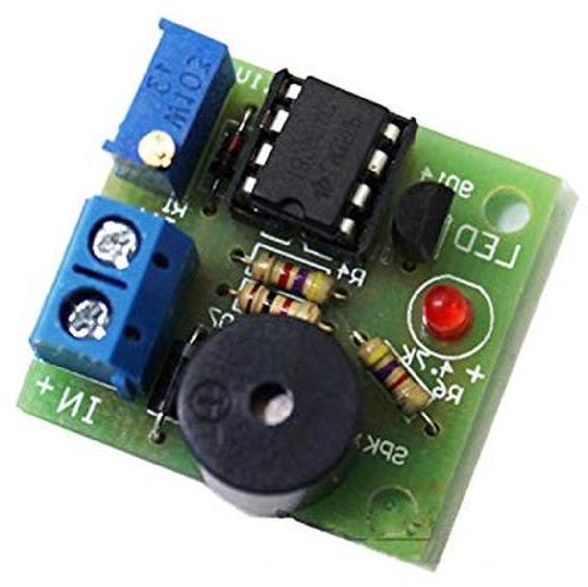Laagspanningsalarm Zoemer - Batterijmonitor Indicator - Batterijbescherming - Geluids- en Lichtalarm - 30x30mm - Rood