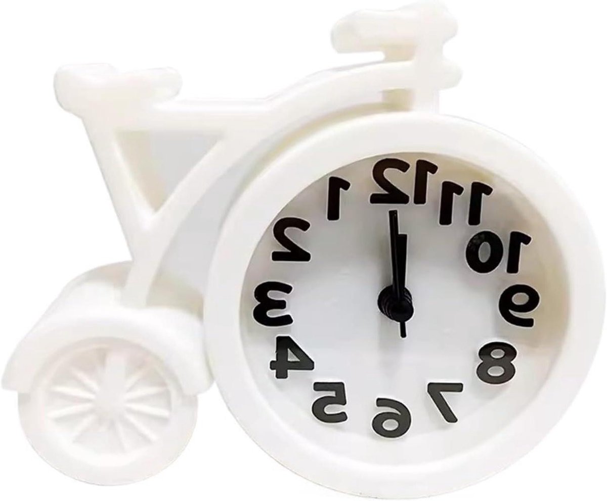 Fiets Wekker - Creatieve Wekker - Wakker Worden - Stil Uurwerk - 14 x 4 x 11.2 cm - Wit