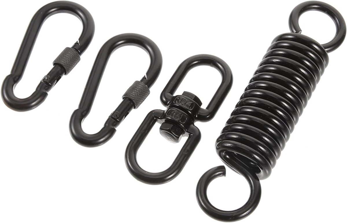 Schommelveer Set - Hangmat Ophanging - Veilig Ophangen - Schokabsorberend - 15 cm - Zwart