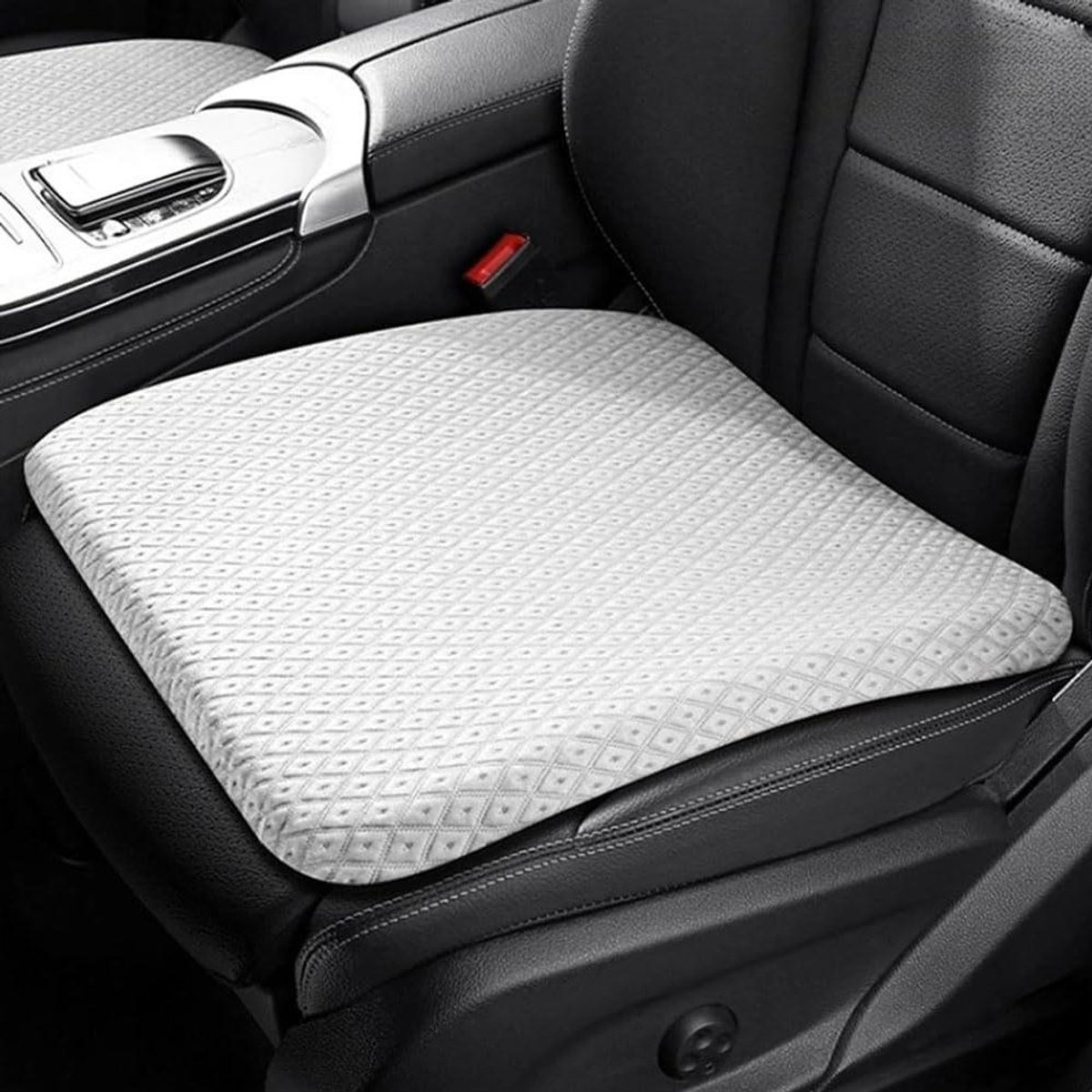 Stoelverhoger Kussen - Zitkussen Auto - Comfortabel Rijden - Antislip Onderkant - Universeel - Wit