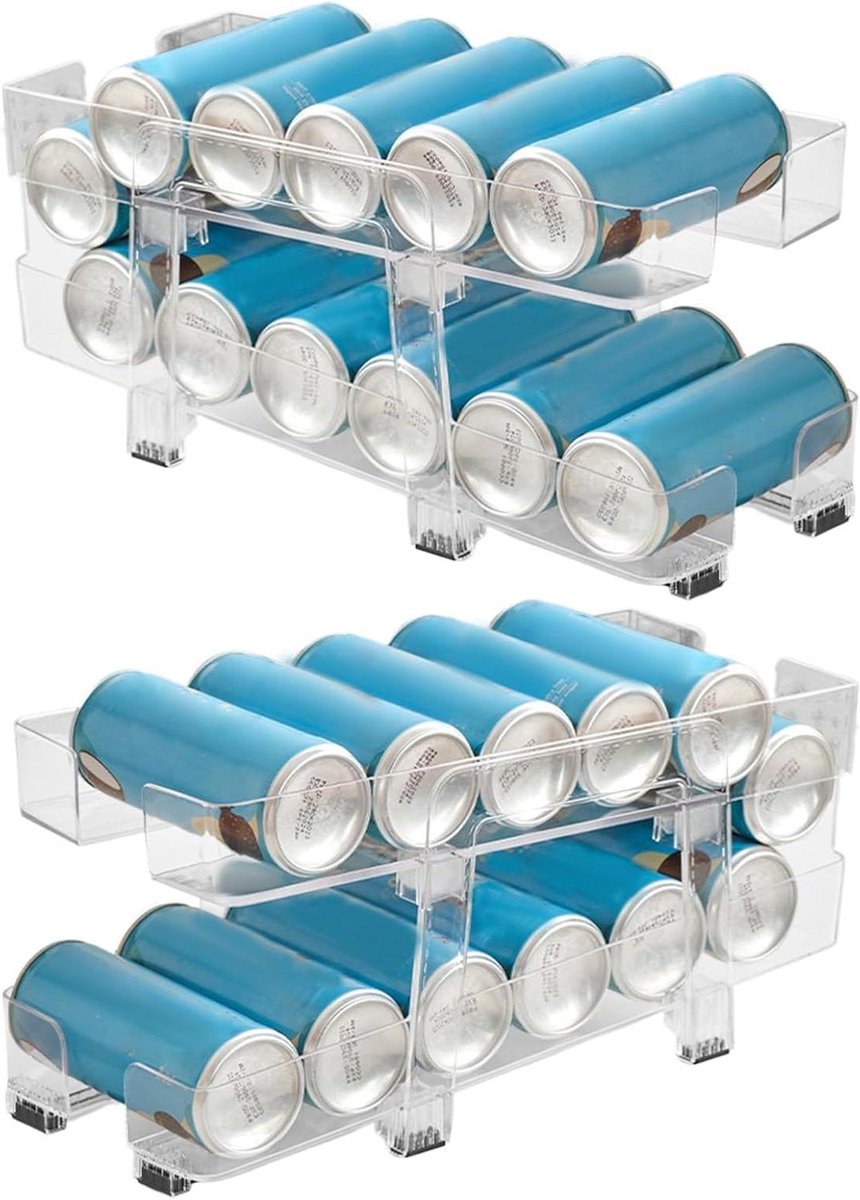 Blikjes Dispenser - Drankenrek - Koelkast Organiseren - Verstelbare Breedte - 36 x 18 cm - Transparant