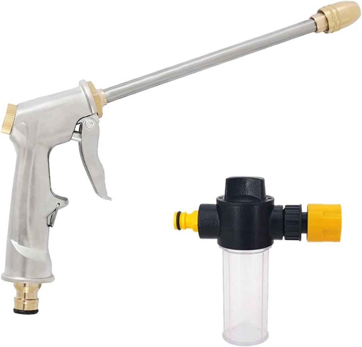 Hogedruk Water Spuitpistool - Tuinslang Nozzle Sprinker - Auto Wassen Tuin - Roteerbaar Mondstuk Waterstroom - 1 Gram - Zwart