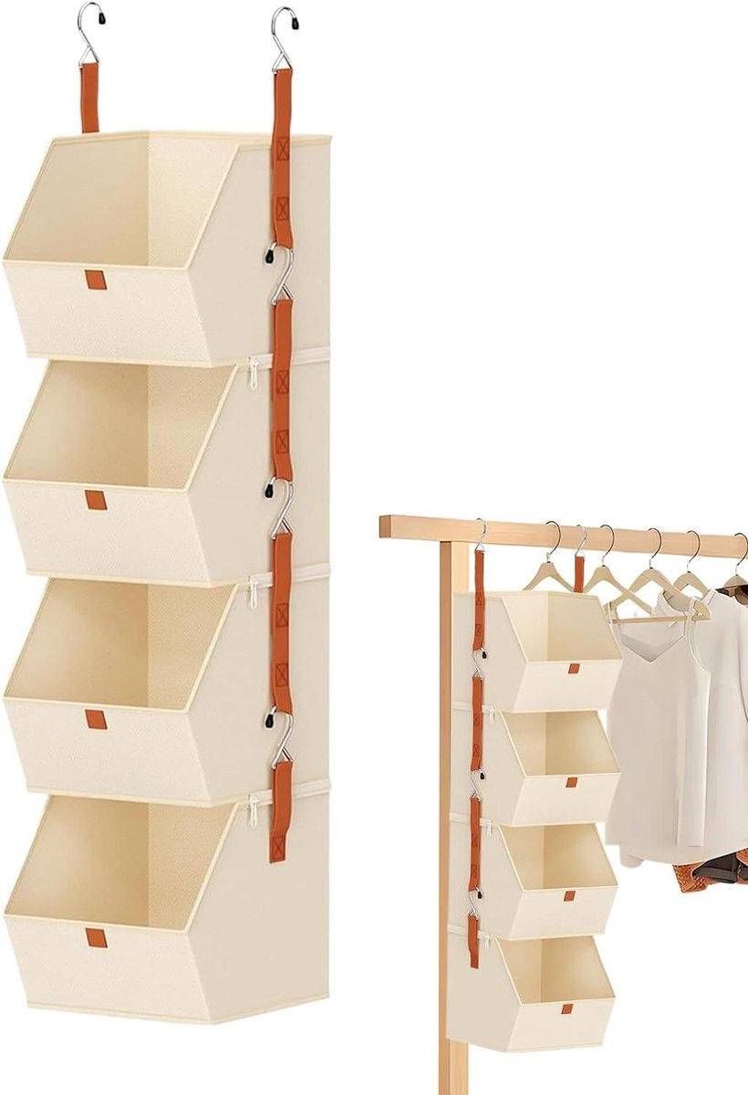 Deur Organizer - Opbergbakken - Ruimte Benutten - Verstelbare Combinaties - 4 Lagen - Beige