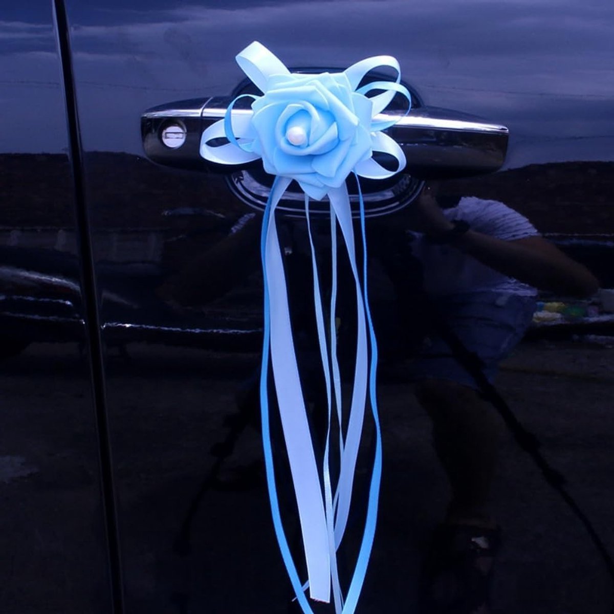 Kunstbloemen autostrikken voor bruiloftsauto's - Decoratie voor autodeuren, achteruitkijks