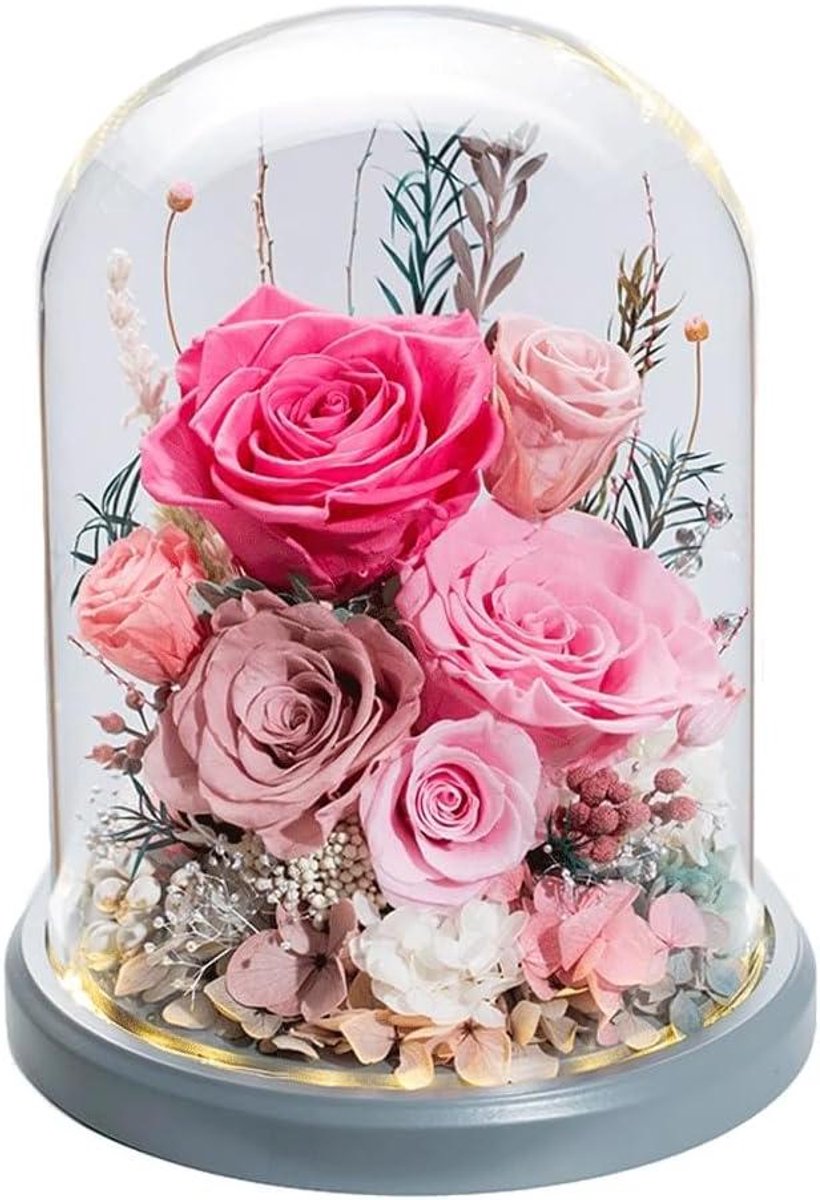 Gedroogde Bloemen Cadeaubox - Eeuwige Bloemen - Decoratie Huis - Elegante Bloem Design - 17 x 22 cm - d