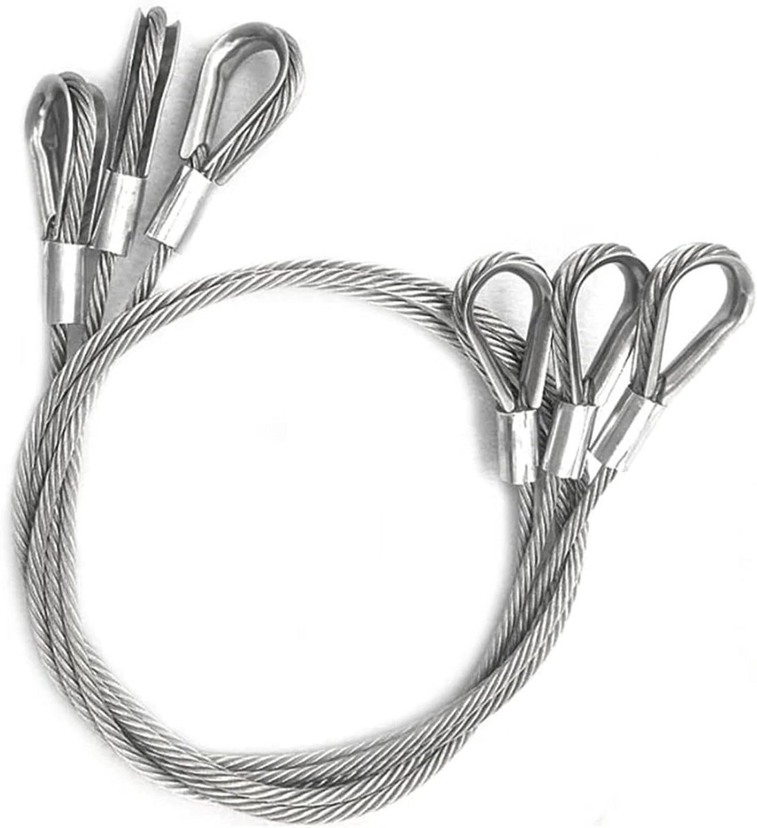 Stalen Kabel Set - Veiligheidskabels Staalkabel - Zware Lasten Zekeren - PVC Gecoat - 2mm Dikte - Zilver