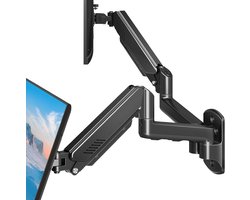 Dual monitor wandbeugel voor schermen tot 32 inch, VESA 75/100 mm, gaslift, 360° draaibaar, max. 9 kg capaciteit