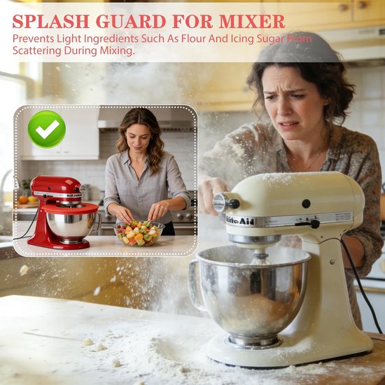 Siliconen Mengkomafdekking - Spatbescherming Mixer - Bakken Thuis - Verbeterde Afdichting - 45-5 Liter - Rood — afbeelding 5