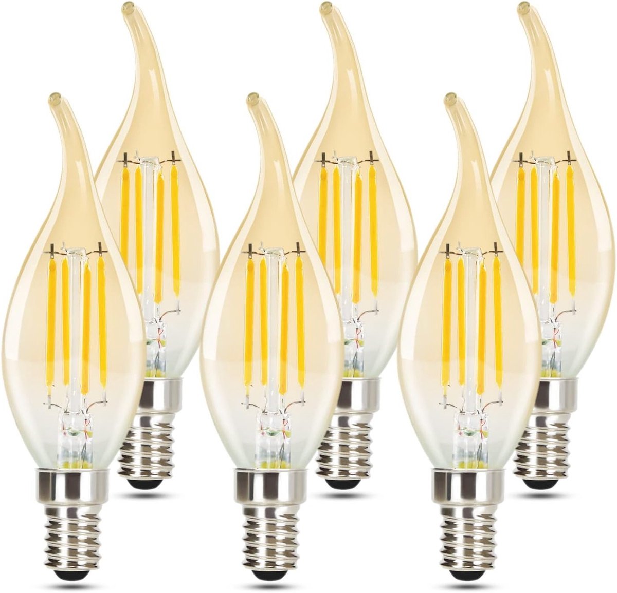 Set van 6 E14 LED lampen - Warmwitte kaarslamp 4W 2700K - Retro Edison stijl, energiezuini