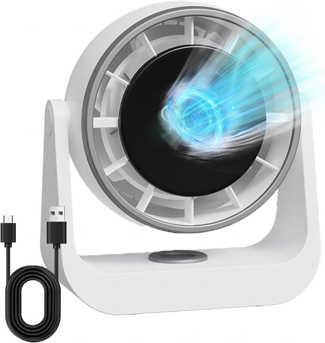 Tafelventilator - Kleine ventilator - Zachte luchtcirculatie - Stille werking 36 dB - 4000 mAh batterij - Zilver