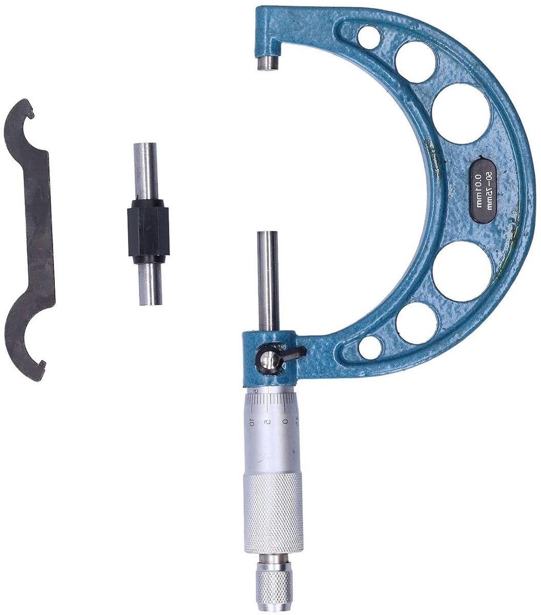 Buitenmicrometer Roestvrij Staal - Dikte Meetinstrument - Nauwkeurig Meten - Hoge Precisie 0.01mm - 25-100 Mm - Zilver
