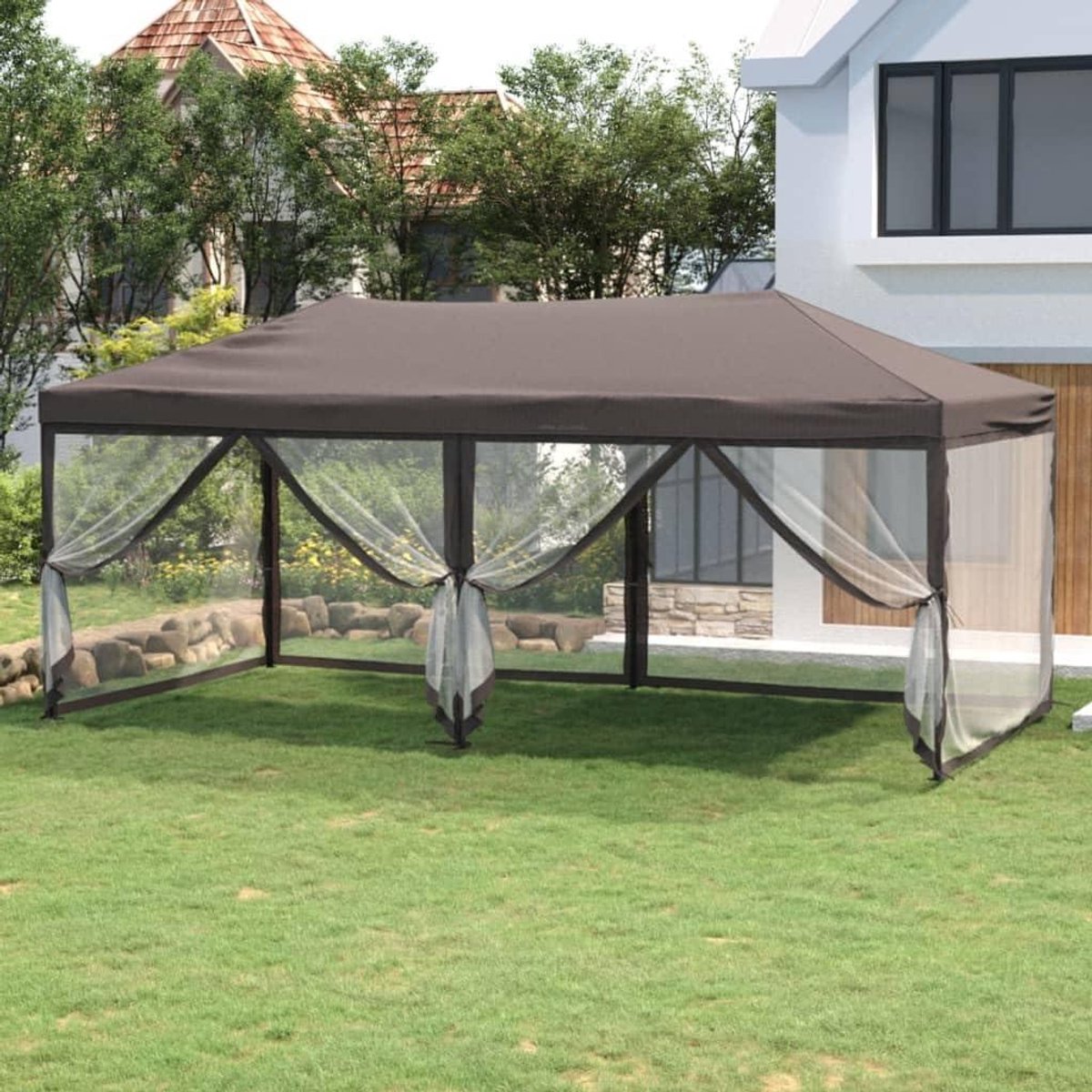 Opvouwbare Partytent - Tuinpaviljoen Vouwbaar - Feestelijke Bijeenkomsten - Waterdicht Oxford Weefsel - 3 x 6 Meter - Taupe