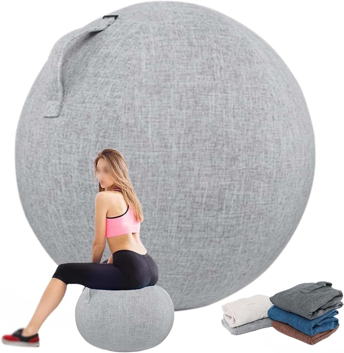 Fitnessbalhoes - Oefenbalhoes Stabiliteitsbal - Thuis Sporten - Lichtgewicht Stofdicht - 65 cm - Zwart