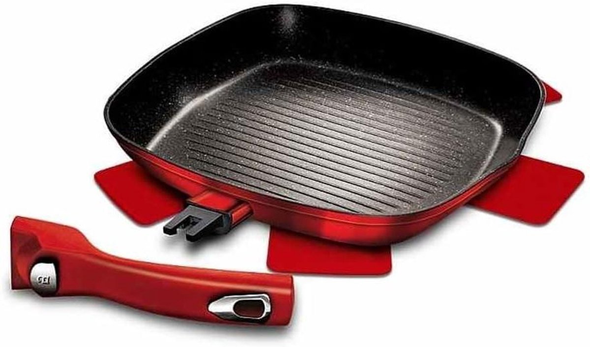Grillpan - Koekenpan - Lekker Koken - Afneembare Handgreep - 28 cm - Bourgondië