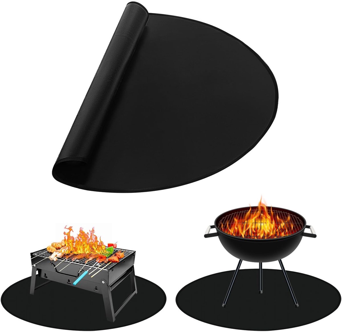 Dailygoody - Brandvaste mat - Vuurkorf voor buiten - Hoge temperatuurbestendigheid - 105 x 106 cm - Grillmat voor gras - Ideaal voor terras en camping