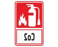 Veiligheidsbord Brandblusser - Waarschuwingssticker CO2 - Bedrijf Veiligheid - 3mm Aluminium Dibond - 200x150 mm - Rood/Wit