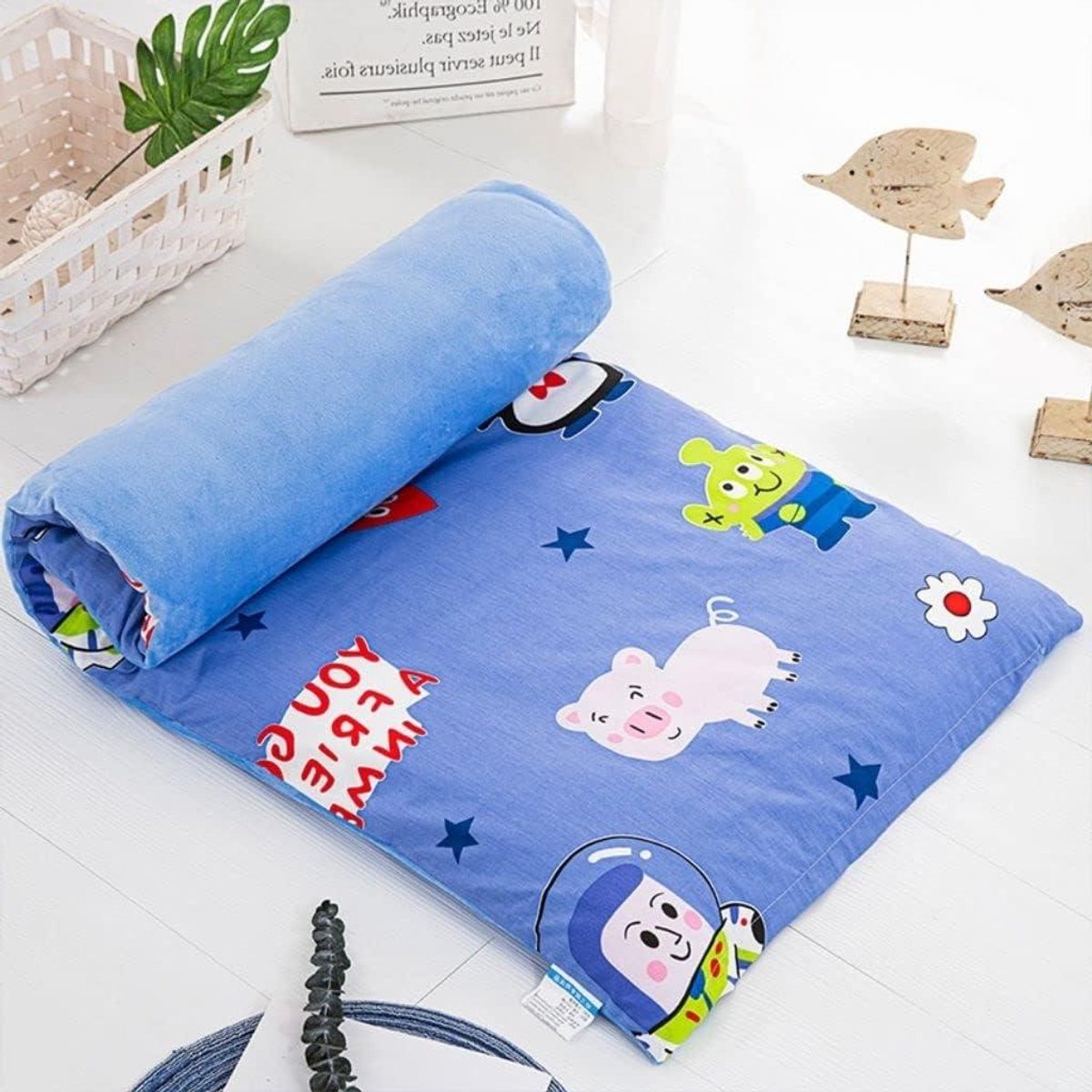 Vloermatras Futon - Japanse Matras Tatami - Comfortabel Slapen - Afneembare Hoes - 70x150cm - Geel